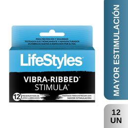 CONDONES LIFETYLES VIBRA-RIBBED 12 UNIDADES