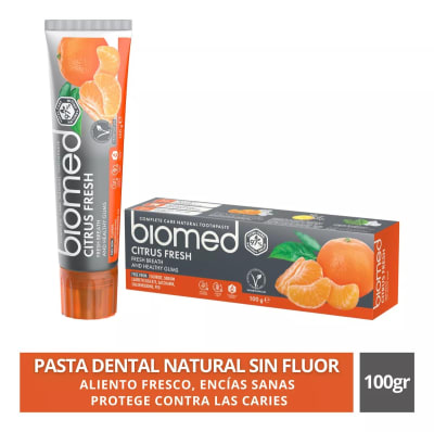PASTA DENTAL VEGANA SIN FLUOR BIOMED CITRUS FRESH 100 G3