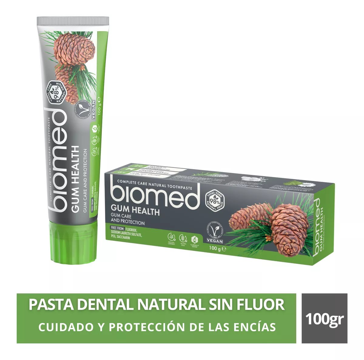 PASTA DENTAL VEGANA SIN FLUOR BIOMED GUM HEALTH 100 G 0