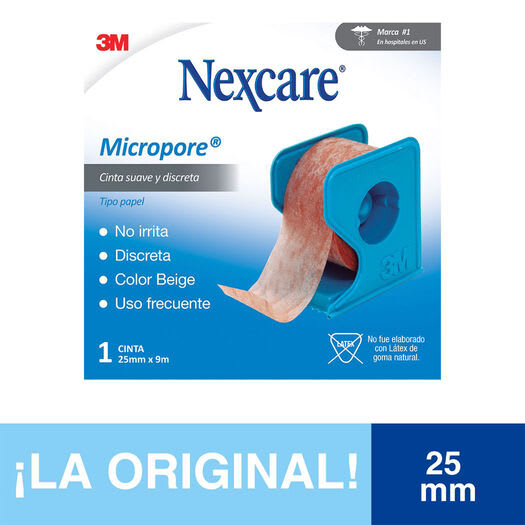 CINTA NEXCARE MICROPORE COLOR PIEL 25MM X 9,1M 0