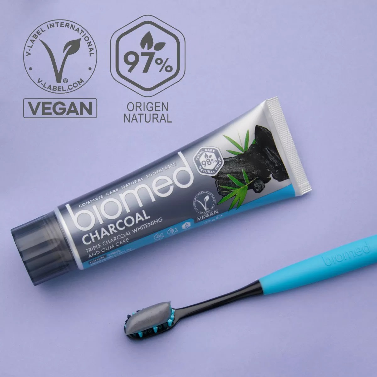 PASTA DENTAL VEGANA SIN FLUOR BIOMED CHARCOAL 100 G2