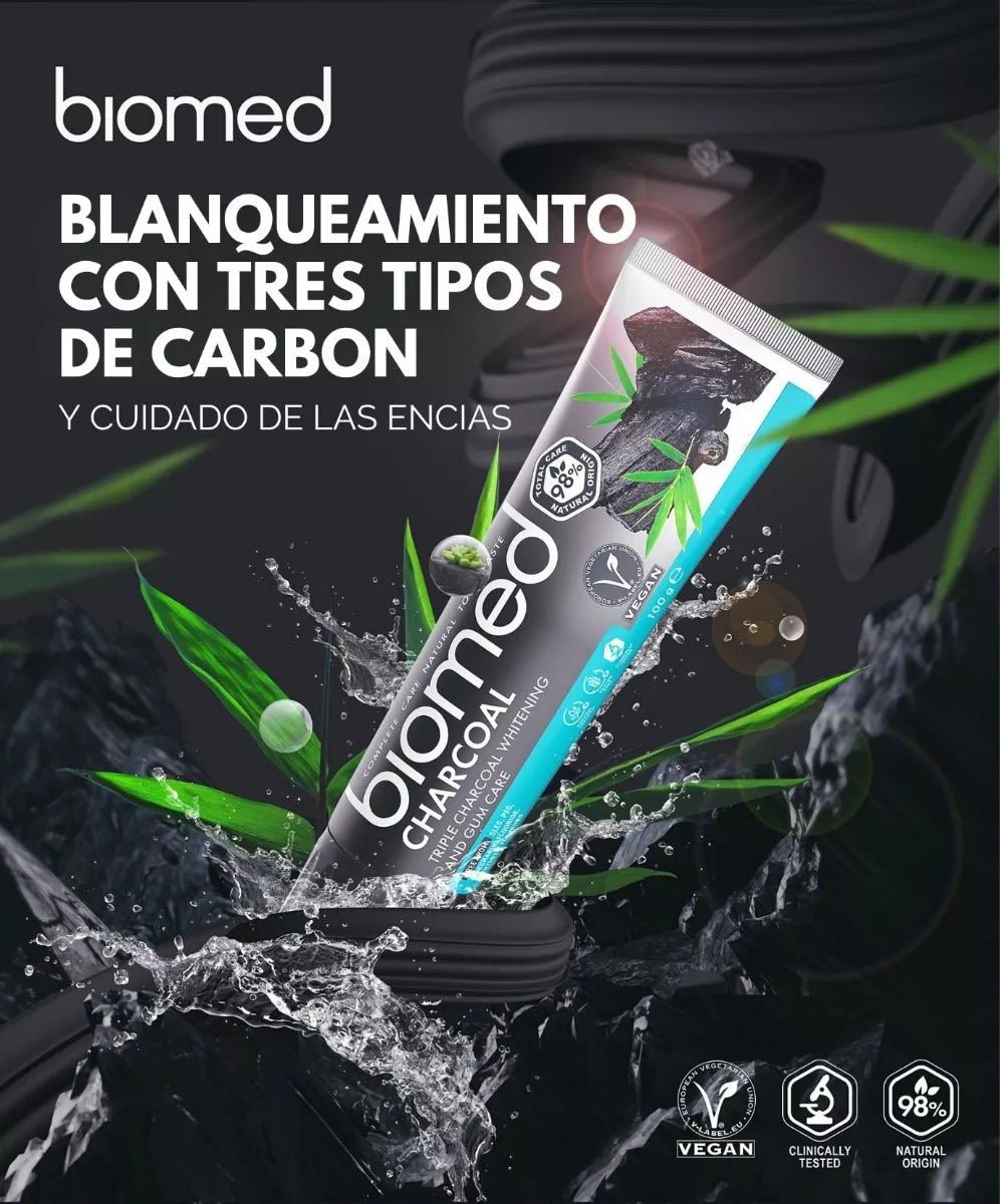 PASTA DENTAL VEGANA SIN FLUOR BIOMED CHARCOAL 100 G4