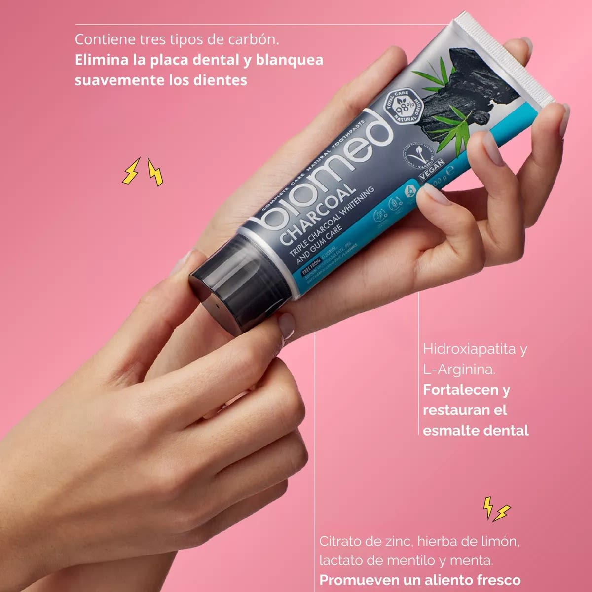 PASTA DENTAL VEGANA SIN FLUOR BIOMED CHARCOAL 100 G1