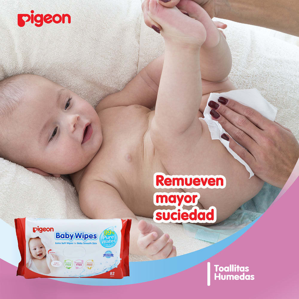 PIGEON TOALLAS HUMEDAS BABY WIPES 99% PURE WATER 82 UNIDADES2