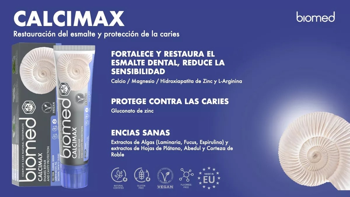 PASTA DENTAL VEGANA SIN FLUOR BIOMED CALCIMAX 100 G3