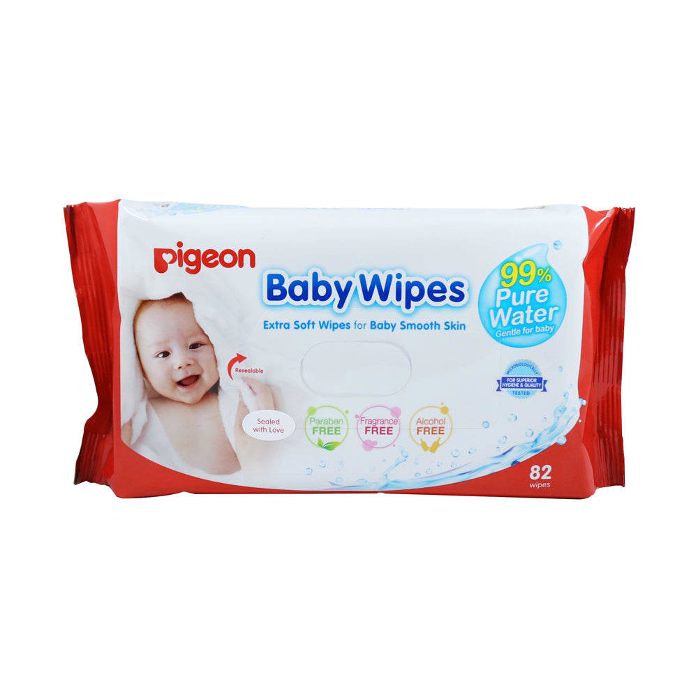 PIGEON TOALLAS HUMEDAS BABY WIPES 99% PURE WATER 82 UNIDADES 0