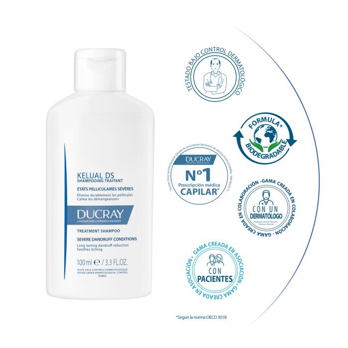 DUCRAY KELUAL DS CHAMPU TRATAMIENTO CASPA SEVERA 100ML2
