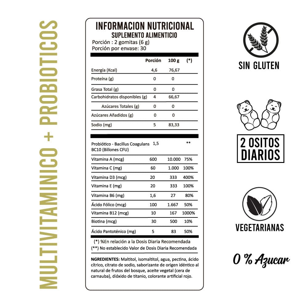MULTIVITAMINICO + PROBIOTICOS 60 GOMITAS3