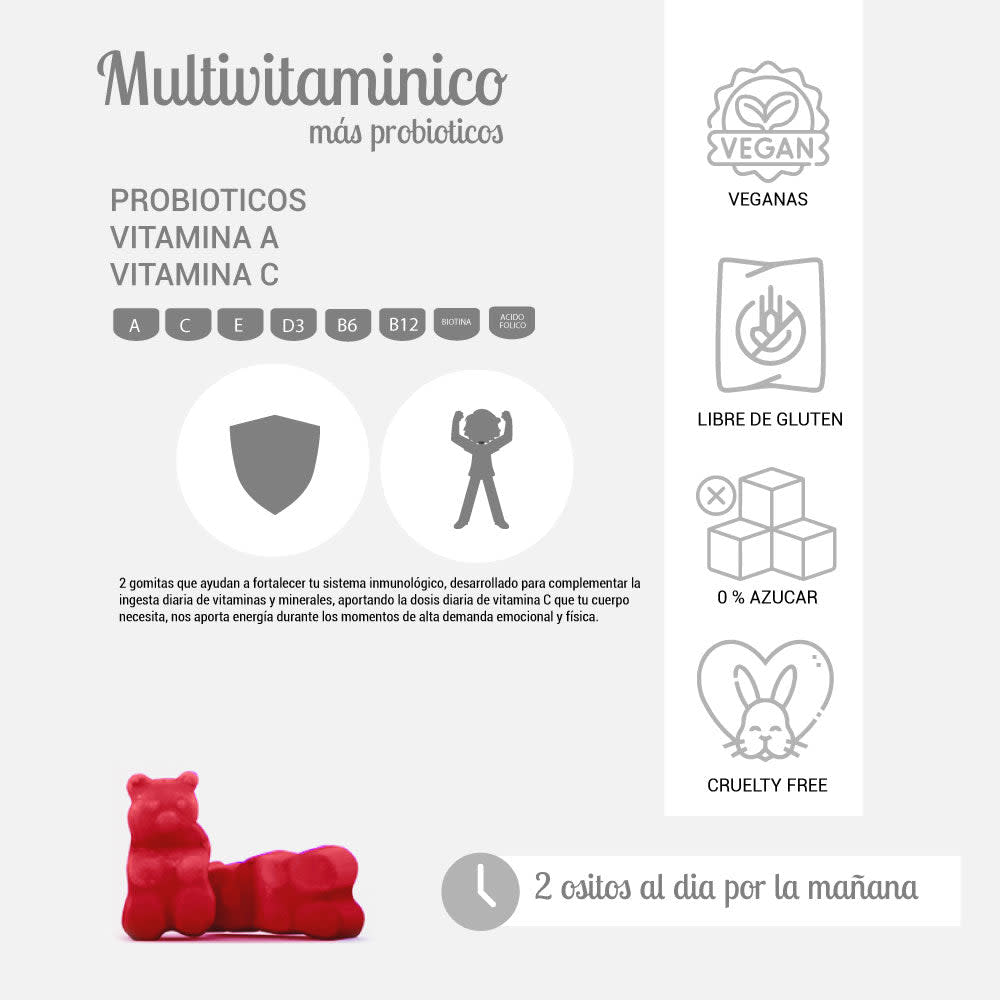 MULTIVITAMINICO + PROBIOTICOS 60 GOMITAS2