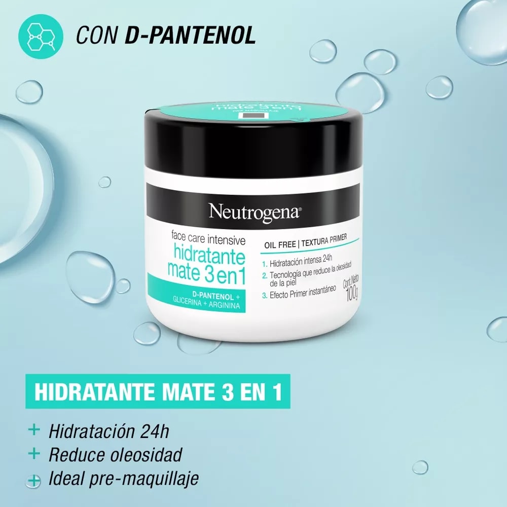 NEUTROGENA FACE CARE INTENSIVE HIDRATANTE MATE 3 EN 1 100G2