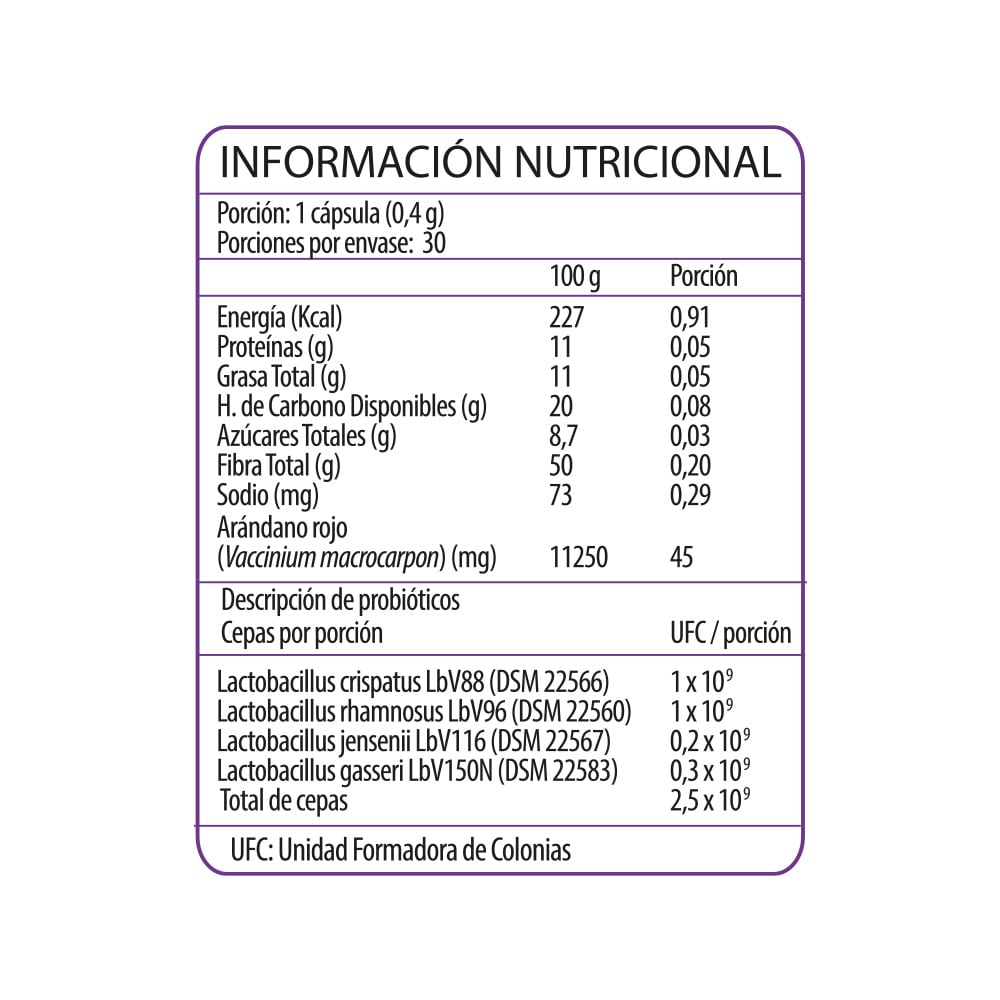 PROBIOTIX + CRANBERRY 30 CAPSULAS2