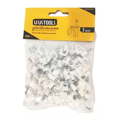 GRAPA PARA CABLE BLANCO 7MM 100PCS1