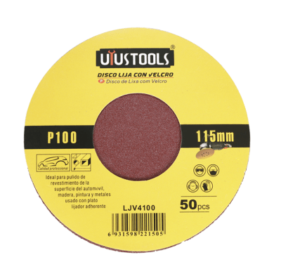 SET 50 UN DISCO LIJA CON VELCRO 4 1/2 100 UYU1