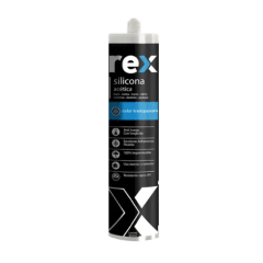 REX SILICONA ACÉTICA, TRANSPARENTE, CARTUCHO 300 ML