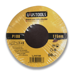 SET 50 UN DISCO LIJA CON VELCRO 4 1/2 180 UYU