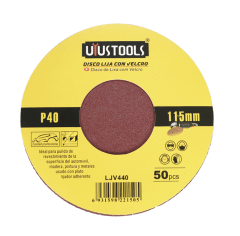 SET 50 UN DISCO LIJA CON VELCRO 4 1/2 40 UYU