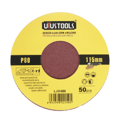SET 50 UN DISCO LIJA CON VELCRO 4 1/2 80 UYU