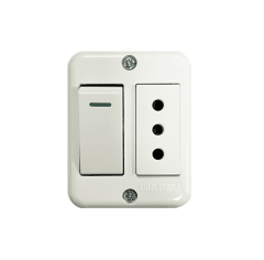 TOMACORRIENTE CON INTERRUPTOR SOBREP 10A BLANCO