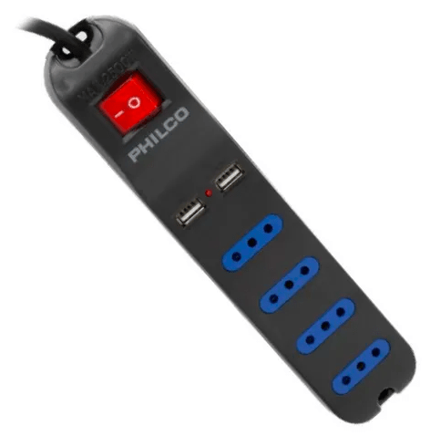 ALARGADOR EXTENSION PHILCO 4 POS Y 2 USB NEGRO2