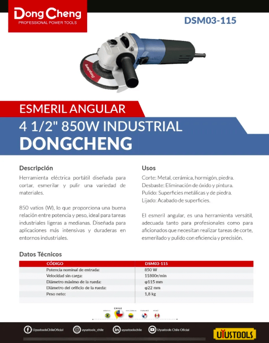 ESMERIL ANGULAR INDUSTRIAL 115MM 850W2