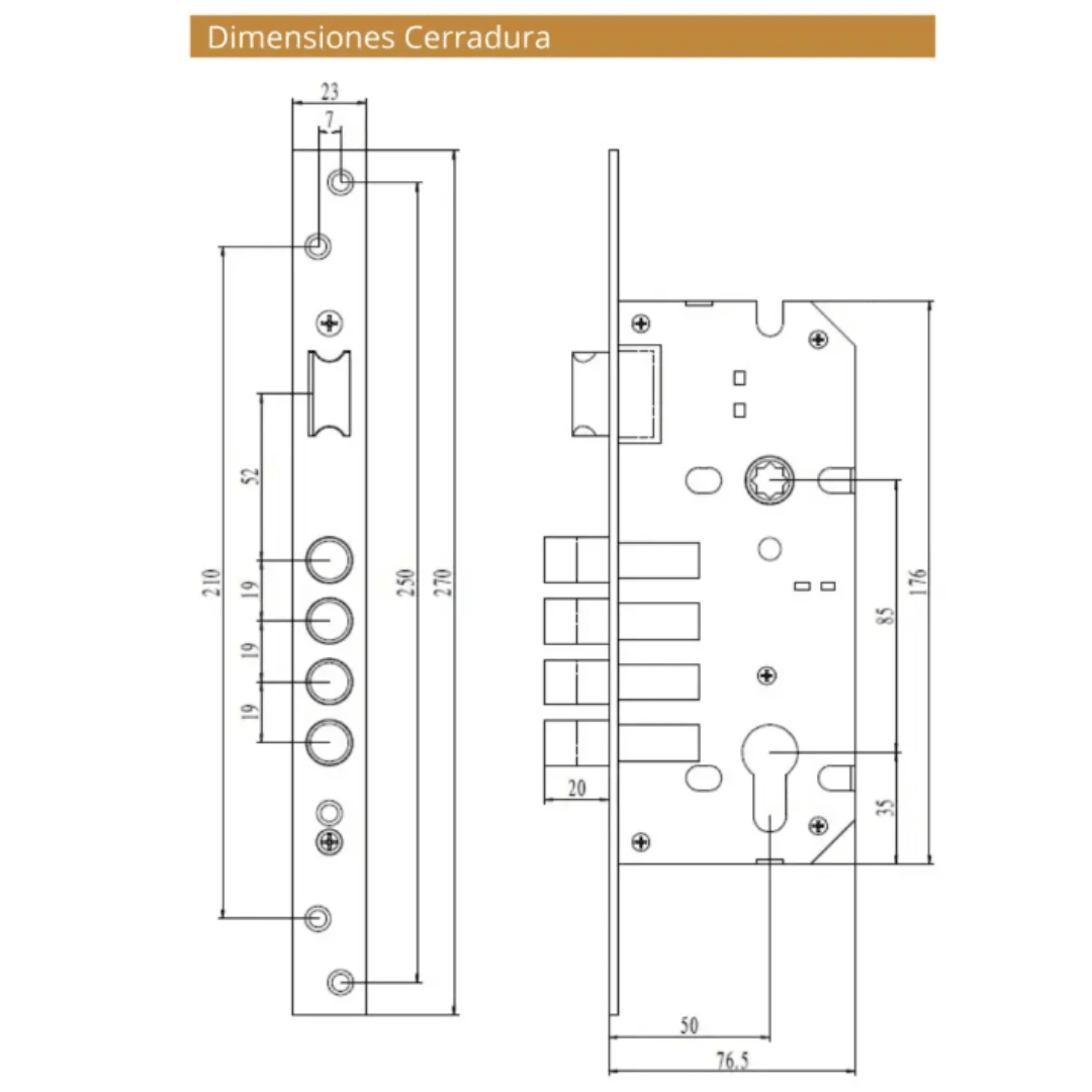 CERRADURA DE EMBUTIR + MANILLA 88053