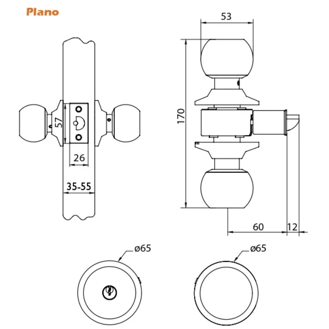 CERRADURA CILINDRICA OISTER 101 DORMITORIO INOX BT4