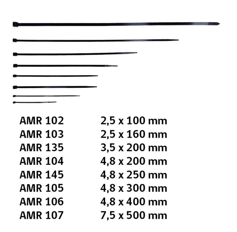 AMARRA PLASTICA 7.5X300MM NEGRA 100UN/SET UYU3