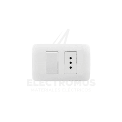 INTERRUPTOR SIMPLE +TOMA COR. 9/12 +10A BLANCO LEXO