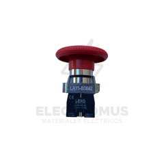 PULSADOR HONGO METALICO LAY5-BE102 22MM ROJO 1NC LEXO 0