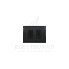 TOMA CORRIENTE DOBLE 10A LINEA ANDES BLACK LEXO