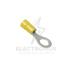 TERMINAL ANILLO 12/10AWG. PERF. 6,3MM. 100UNI. AMARILLO