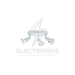 FOCO REDONDO SOBREPUESTO SPOTLIGHT CIELO O MURO 3XGU10 BLANCO+ ampolleta gu10 5w luz fria 6500k