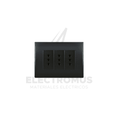 TOMA CORRIENTE TRIPLE 10A LINEA ANDES BLACK LEXO