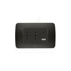 TOMA CORRIENTE DUPLEX 10A + 2 USB GRAFITO