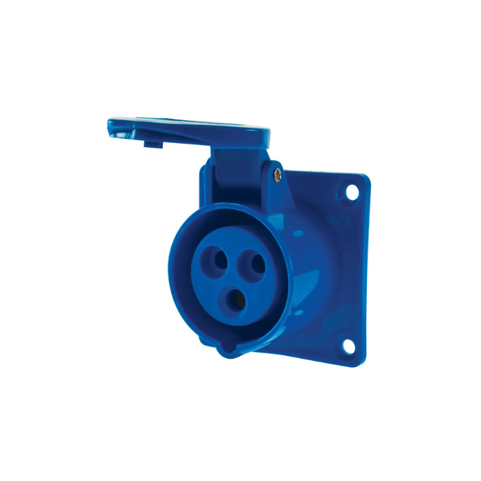 ENCHUFE HEMBRA EMBUTIDO 32A 2P+T 220V AZUL LEXO1