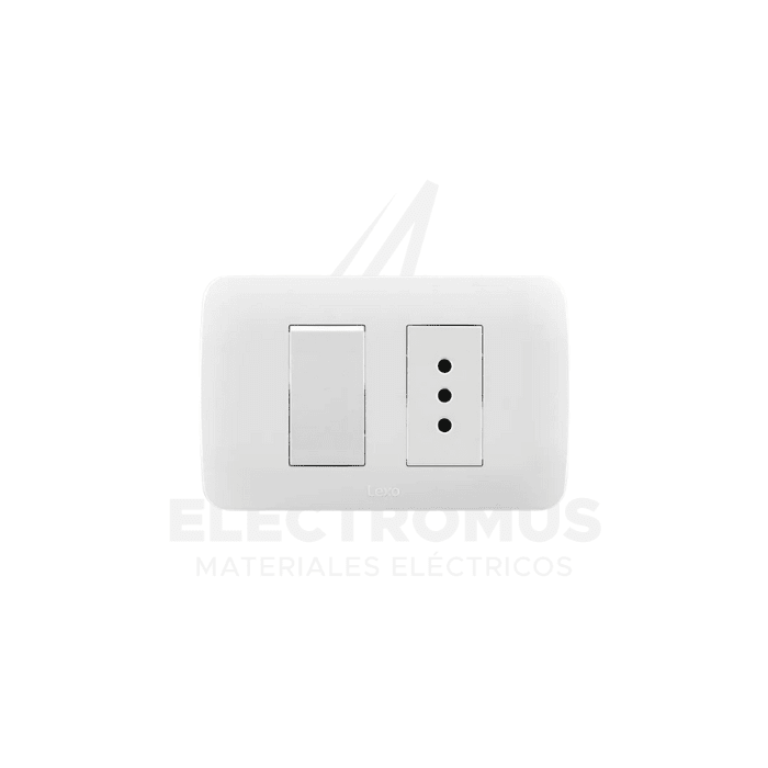 INTERRUPTOR SIMPLE +TOMA COR. 9/12 +10A BLANCO LEXO1