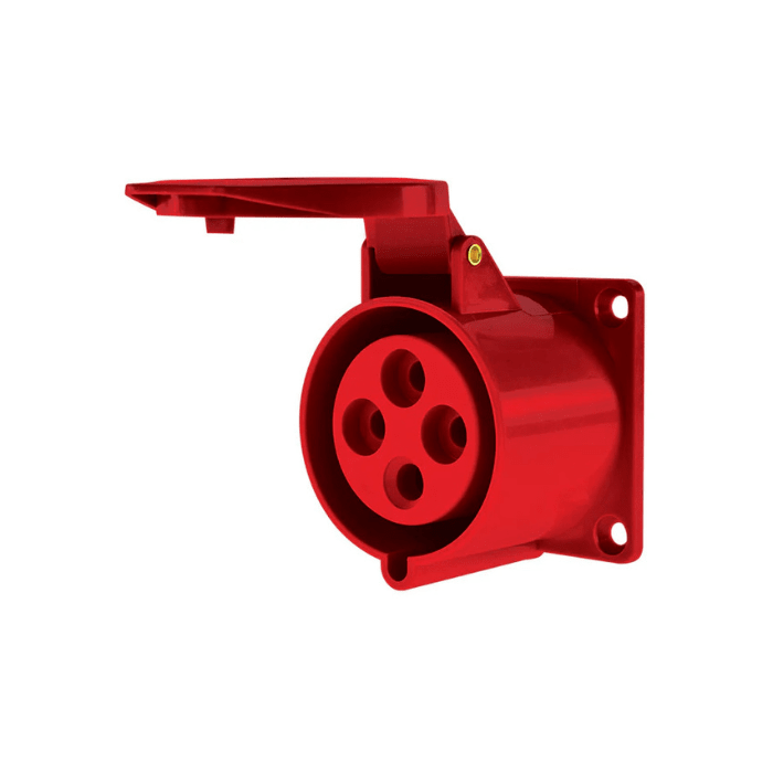 ENCHUFE HEMBRA EMBUTIDO 16A 3P+T 380V ROJO LEXO1