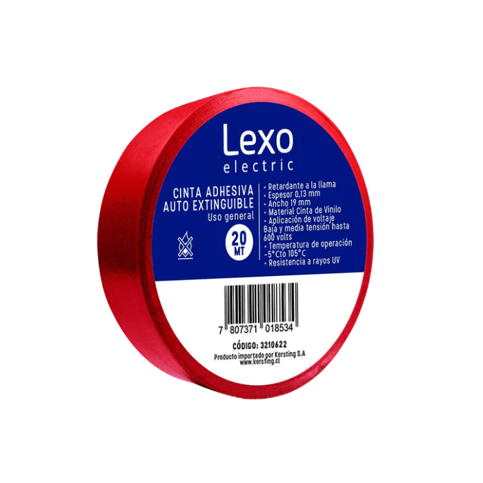 CINTA AISLANTE ROJA 20MT LEXO1