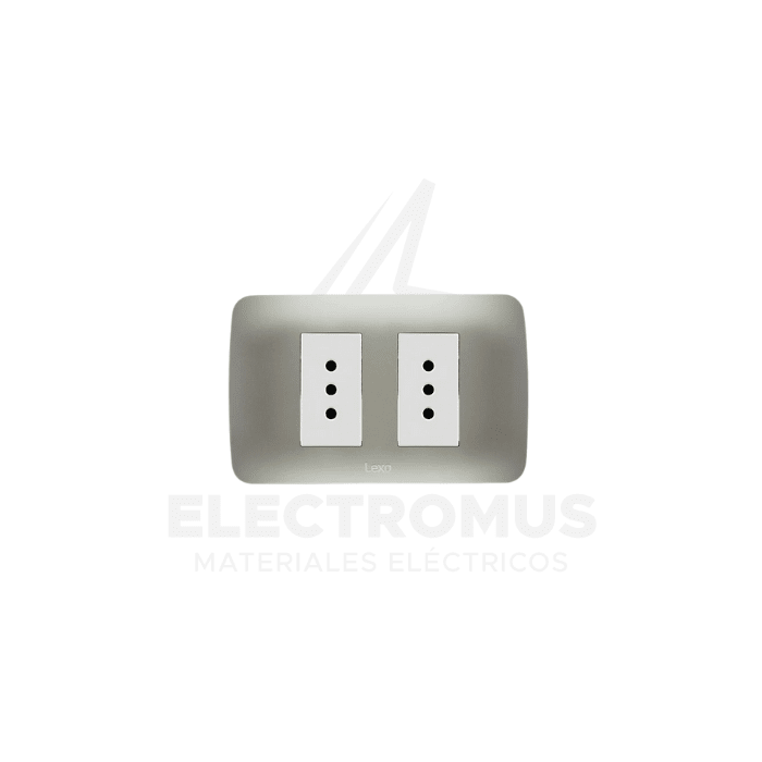 TOMA CORRIENTE DOBLE 10A PLATA LEXO1
