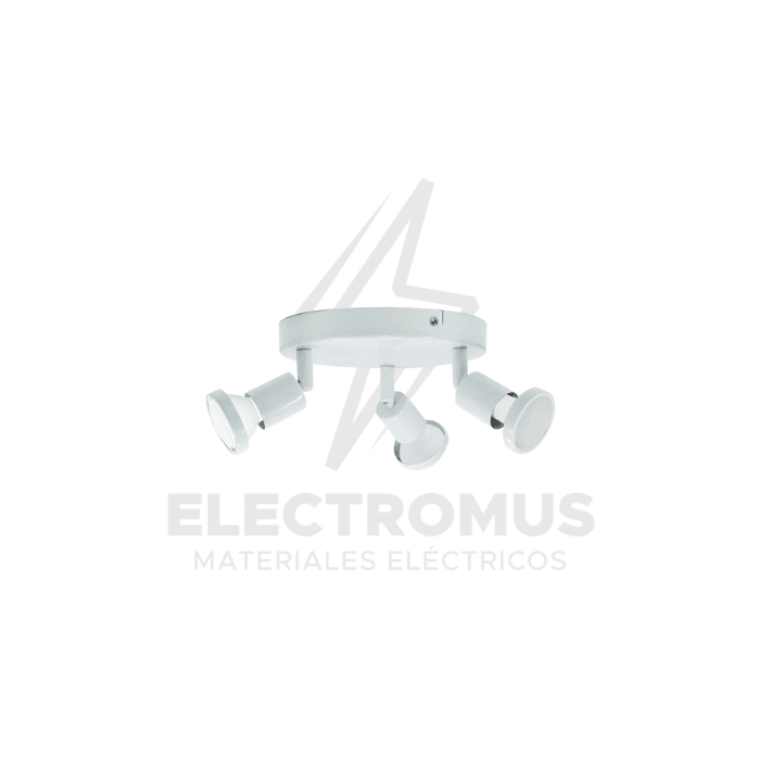 FOCO REDONDO SOBREPUESTO SPOTLIGHT CIELO O MURO 3XGU10 BLANCO+ ampolleta gu10 5w luz fria 6500k1