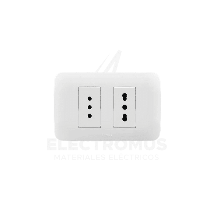 TOMA CORRIENTE DOBLE 10A MAS 10/16A 250V BLANCO LEXO1