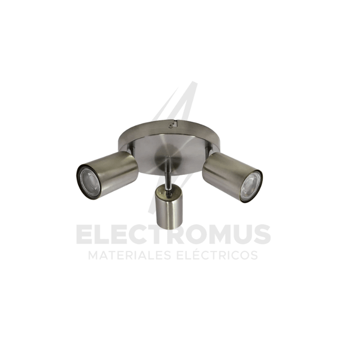 FOCO REDONDO DECO PLUS 3XGU10 COLOR NÍQUEL+ ampolleta gu10 5w luz fria 6500k1