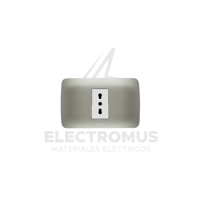 TOMA CORRIENTE SIMPLE 10/16A PLATA LEXO1