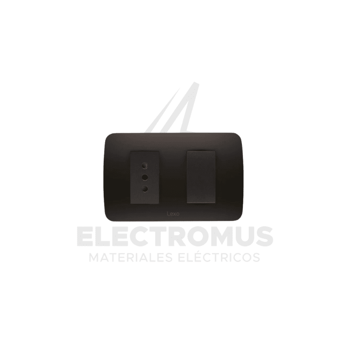 INTERRUPTOR SIMPLE 9/12 + TOMA CORRIENTE 10A GRAFITO LEXO1