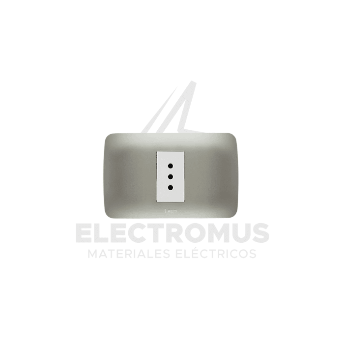 TOMA CORRIENTE SIMPLE 10A PLATA LEXO1