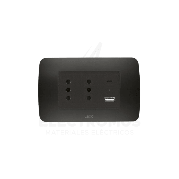 TOMA CORRIENTE DUPLEX 10A + 2 USB GRAFITO1