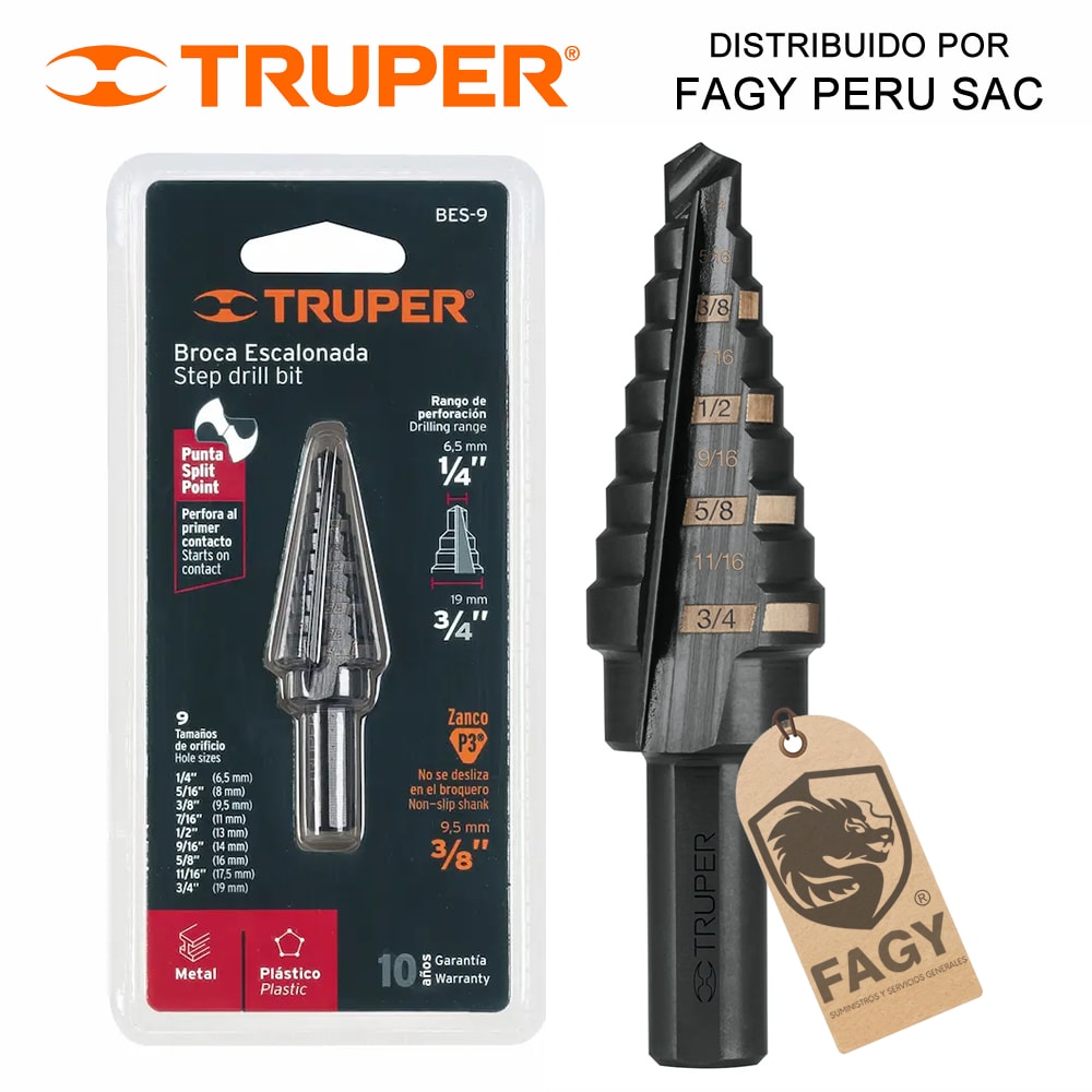 Broca Escalonada Óxido Negro 9 Escalones 1/4