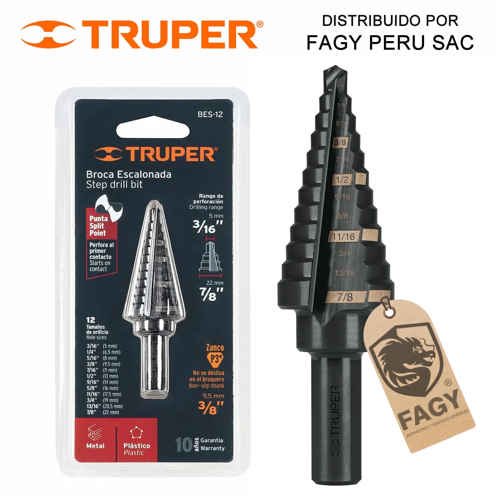 Broca Escalonada Óxido Negro 12Escalones 3/16