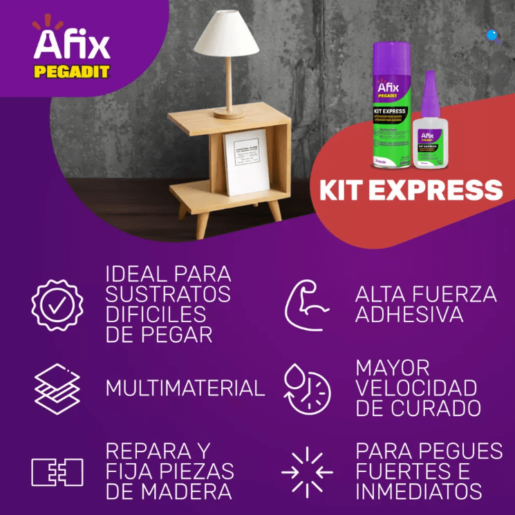 Afix Pegadit Kit MDF Express ACT 200ml + ADH 50gr4