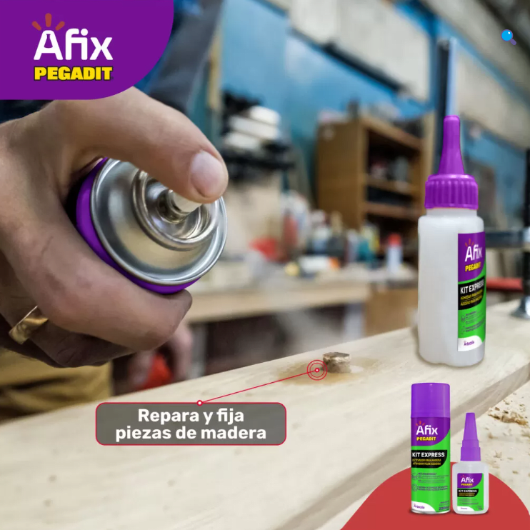 Afix Pegadit Kit MDF Express ACT 200ml + ADH 50gr6